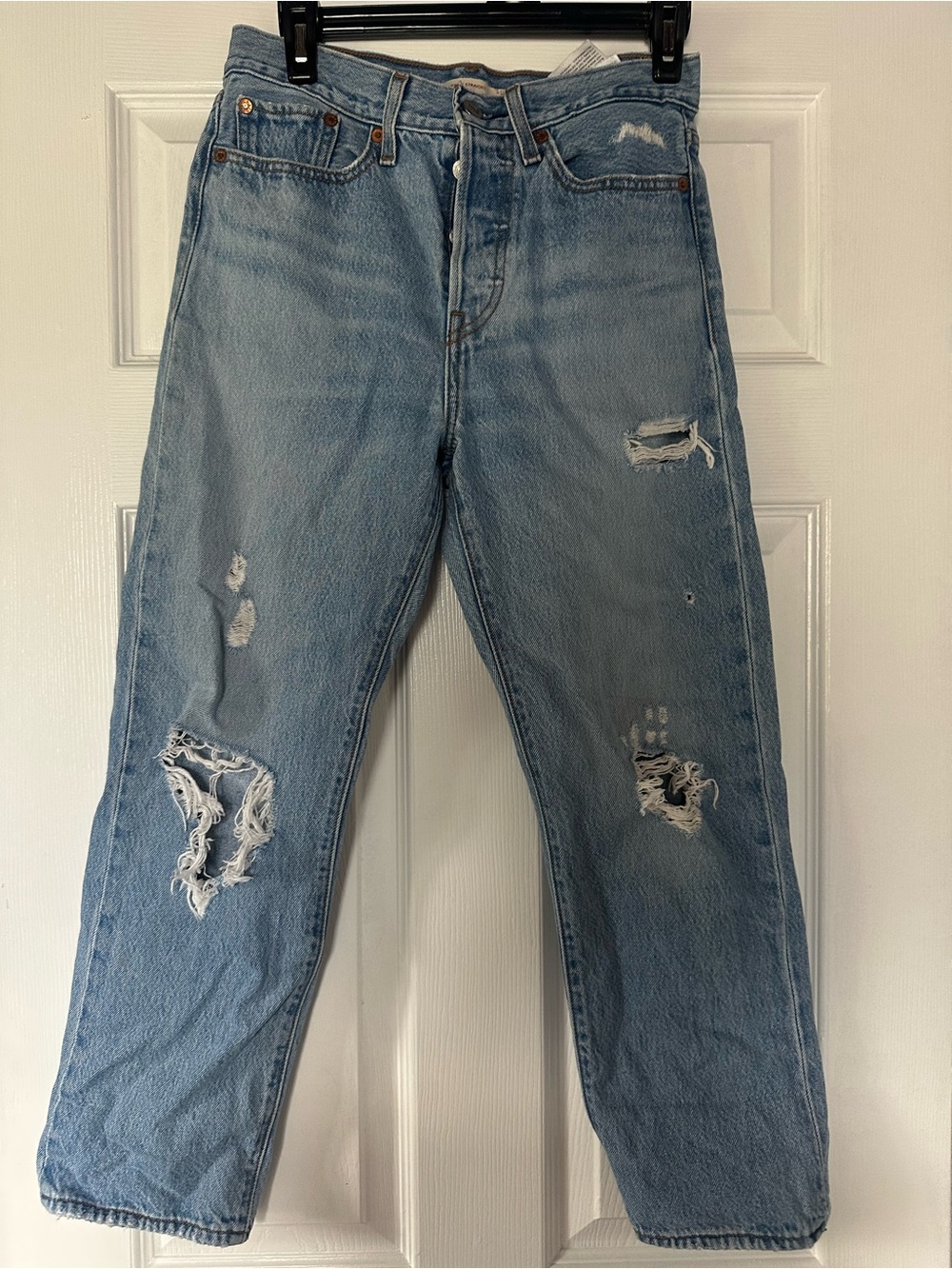 Levi's Light Blue Straight-Leg Distressed Women's Jeans